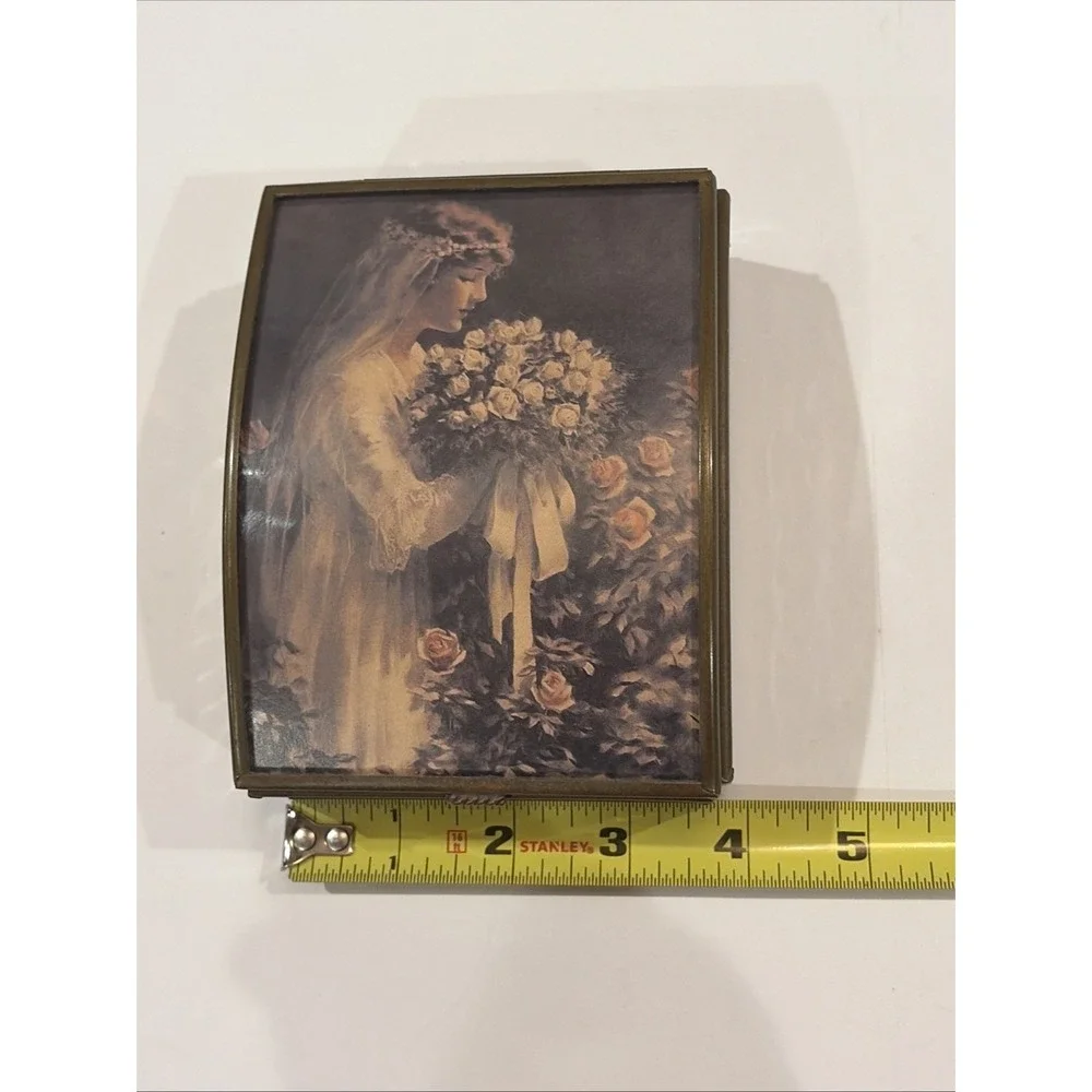 Vintage Via Vermont Glass & Brass Mirrored Jewelry Music Box – 